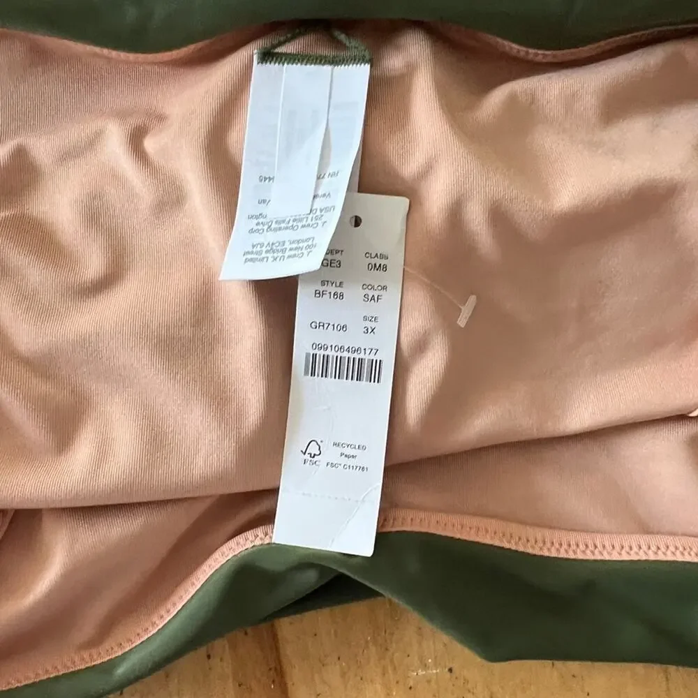 J.Crew Ruched high-rise full-coverage bikini bottom Green Size 3X NWT